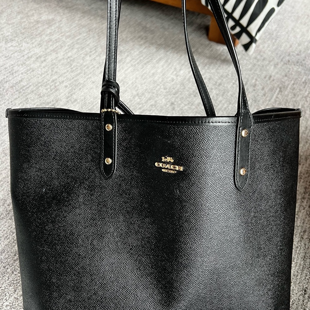 Coach Black Leather Tote Bag